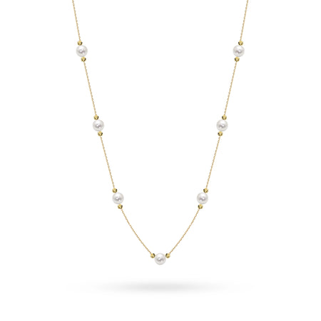 Gold 14k(585) necklace with pearl in vintage style. Order a gift for mother, girlfriend or fiancee.