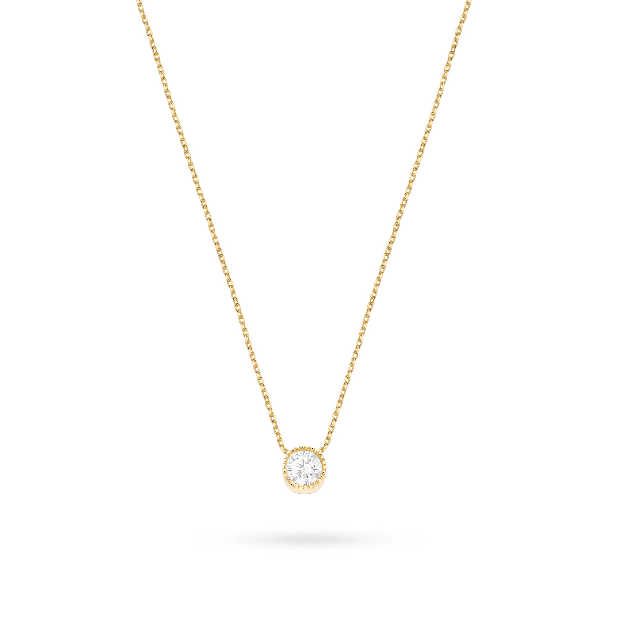 14k Gold (585) Halskette | Rundweißer Zirkonia | GREMARI Schmuck