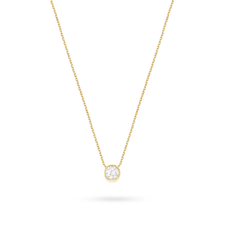14k Gold (585) Necklace | Round White Zirconia | GREMARI Jewelry