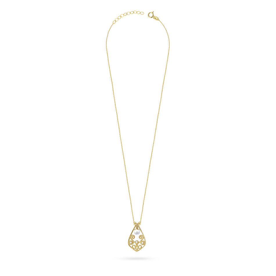 Collier en or 14 carats (585) avec perle de style ancien. Commandez un cadeau pour maman, petite amie ou fiancée.