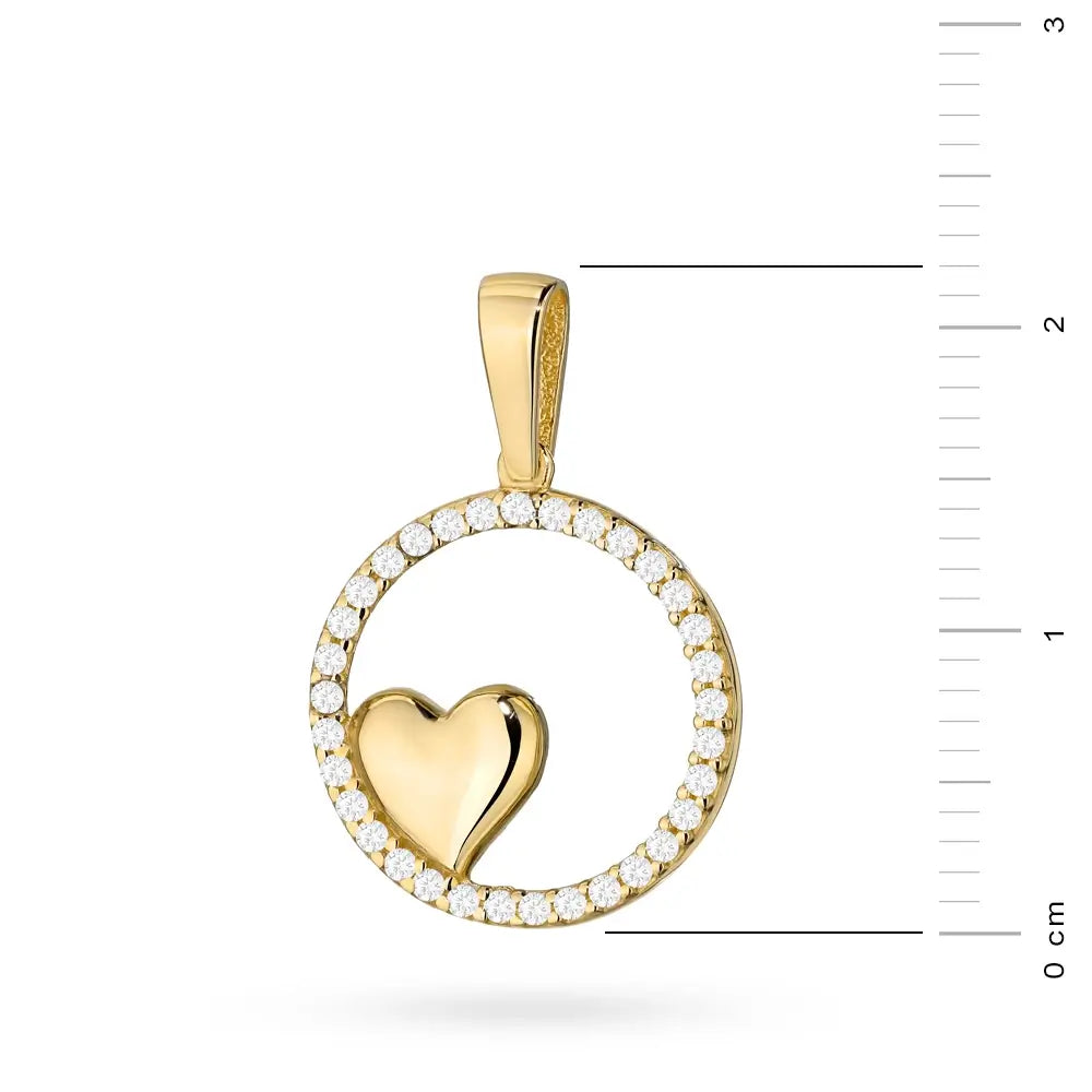 Nádherný zlatý přívěsek vyrobený z lesklého 585 zlata. Jeho teplý zlatý odstín podtrhuje průzračnost zirkonie.