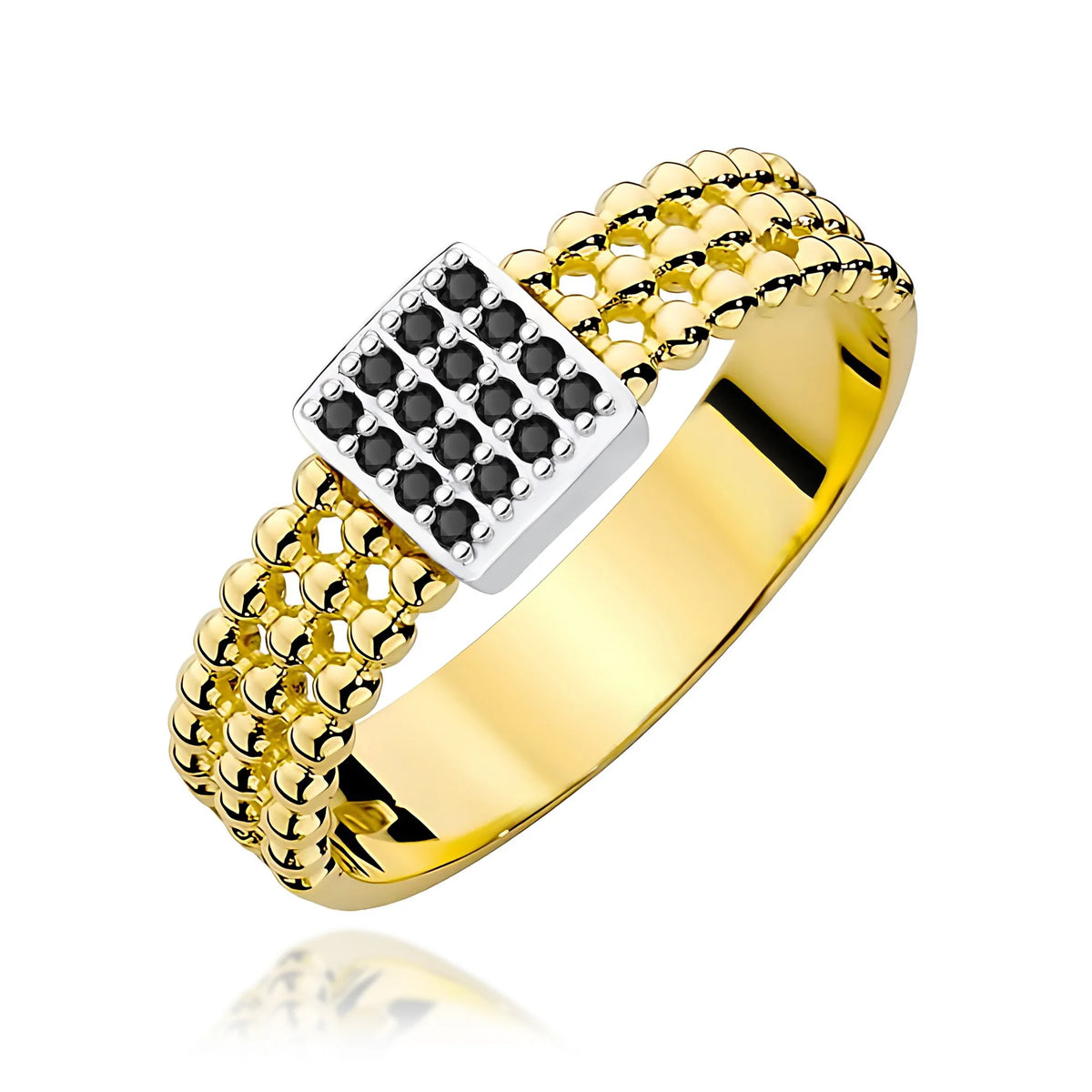 14K Gold Ring | 0.08ct Black Diamonds | GREMARI Jewelry
