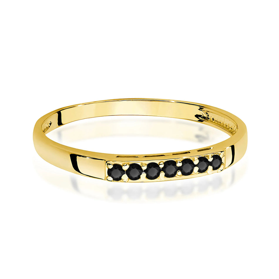 14k Gold Ring for Women | Gold Ring with 0.102ct Black diamonds