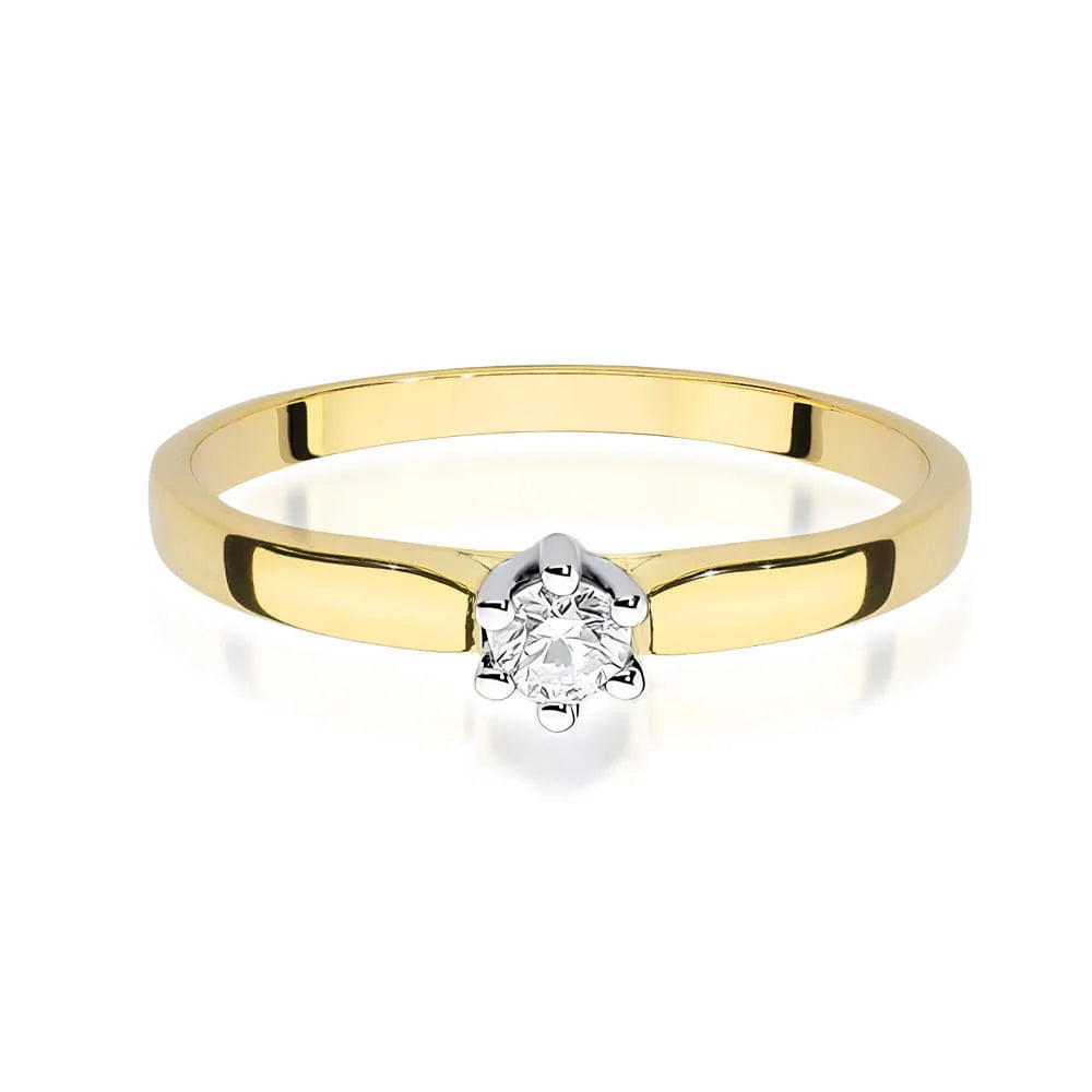 Verlobungsring aus 14-karätigem Gold mit Diamant | 0,15 ct Brillantschliff-Diamant | Elegantes Schmuckstück als Geschenk für Damen
