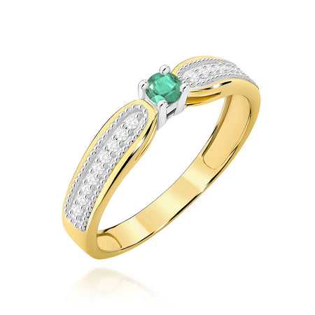 14k (585) Gold Rings | 0.15ct Emerald and 0.09ct Diamonds | GREMARI Jewelry
