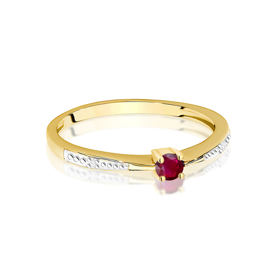 14K (585) Gold Ring | 0.15ct Ruby and 0.01ct Diamonds | GREMARI Jewelry