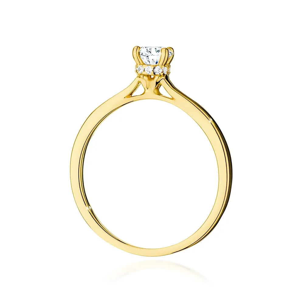 Bague en or 14 carats (585) avec diamants de 0,40 ct et 0,06 ct. Livrée dans un écrin élégant, parfait pour un cadeau.