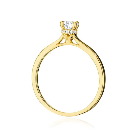 Bague en or 14 carats (585) avec diamants de 0,40 ct et 0,06 ct. Livrée dans un écrin élégant, parfait pour un cadeau.