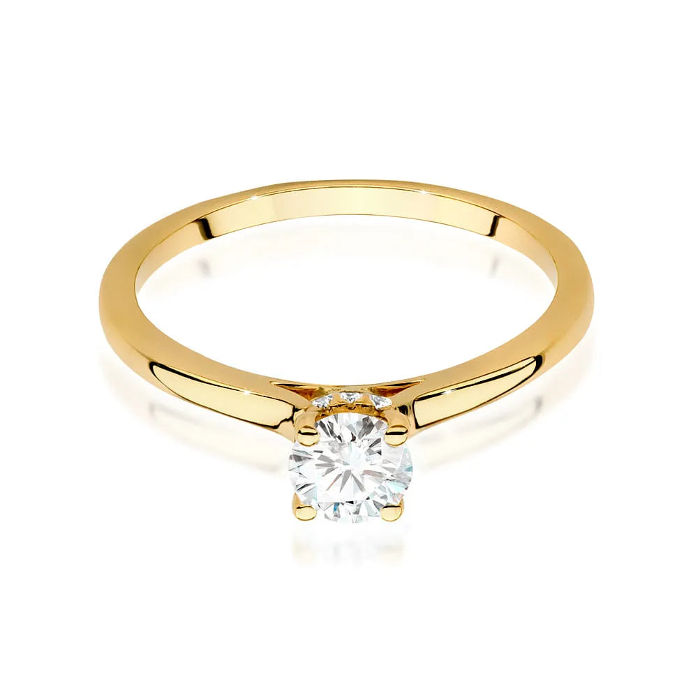 Bague en or 14 carats (585) avec diamants de 0,40 ct et 0,06 ct. Livrée dans un écrin élégant, parfait pour un cadeau.