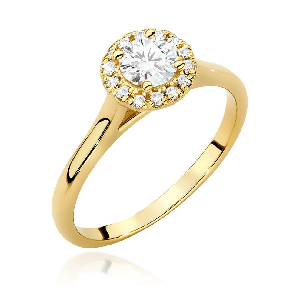 Gold 14k(585) ring with 0,40ct diamond and side diamonds 0,12ct.  Perfect for a gift.