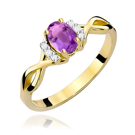 14k (585) Gold Ring | 0.40ct Amethyst and 0.052ct Diamonds | GREMARI Jewelry
