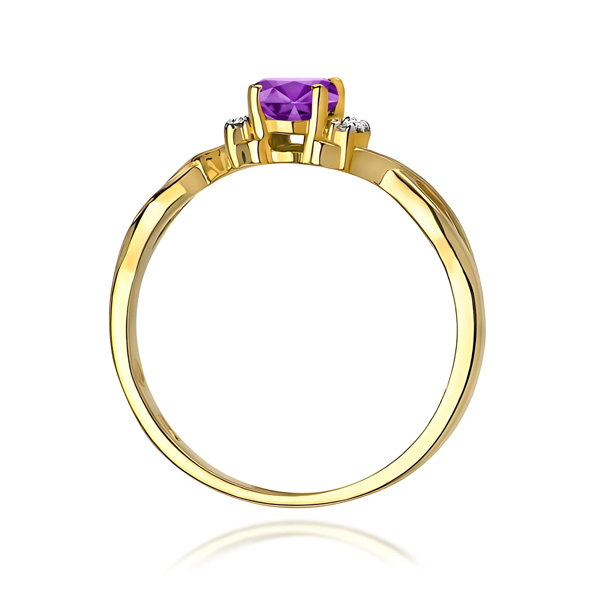 14k (585) Gold Ring | 0.40ct Amethyst and 0.052ct Diamonds | GREMARI Jewelry
