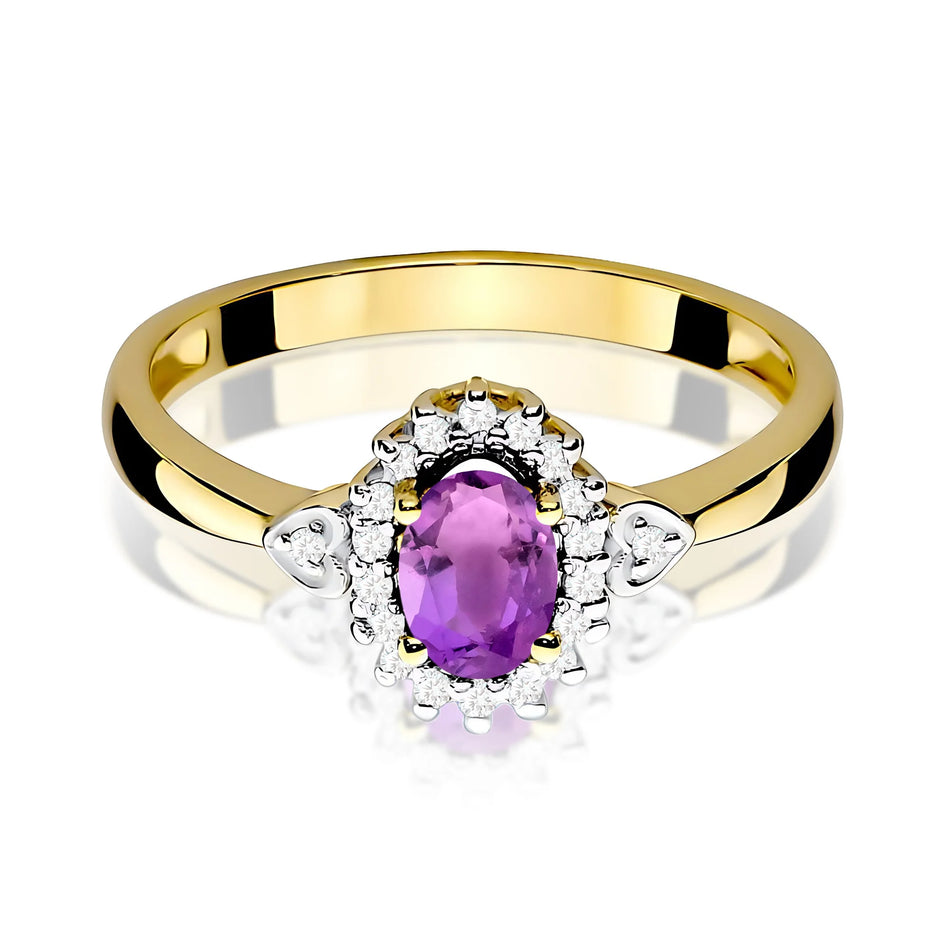 14K (585) Gold Ring | 0.40ct Amethyst and 0.10ct Diamonds | GREMARI Jewelry