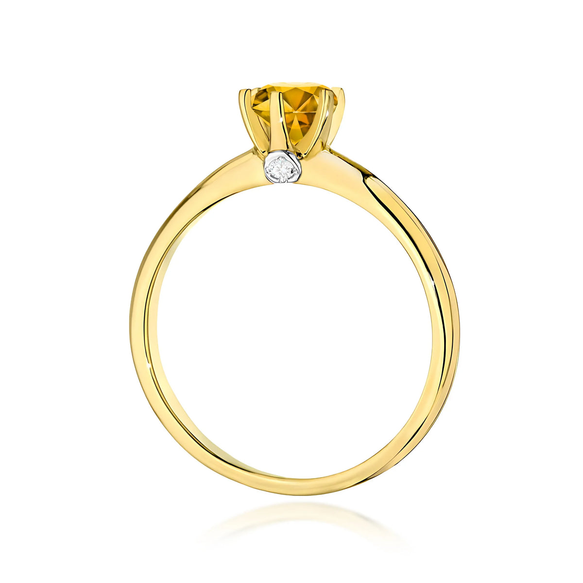 14k (585) Gold Ring | 0.50ct Citrine & 0.04ct Diamonds | GREMARI Jewelry