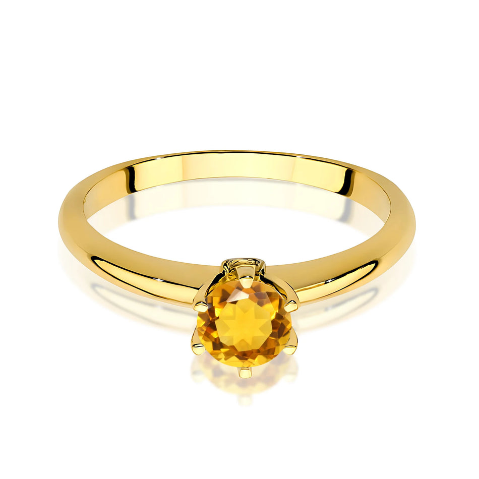 14k (585) Gold Ring | 0.50ct Citrine & 0.04ct Diamonds | GREMARI Jewelry