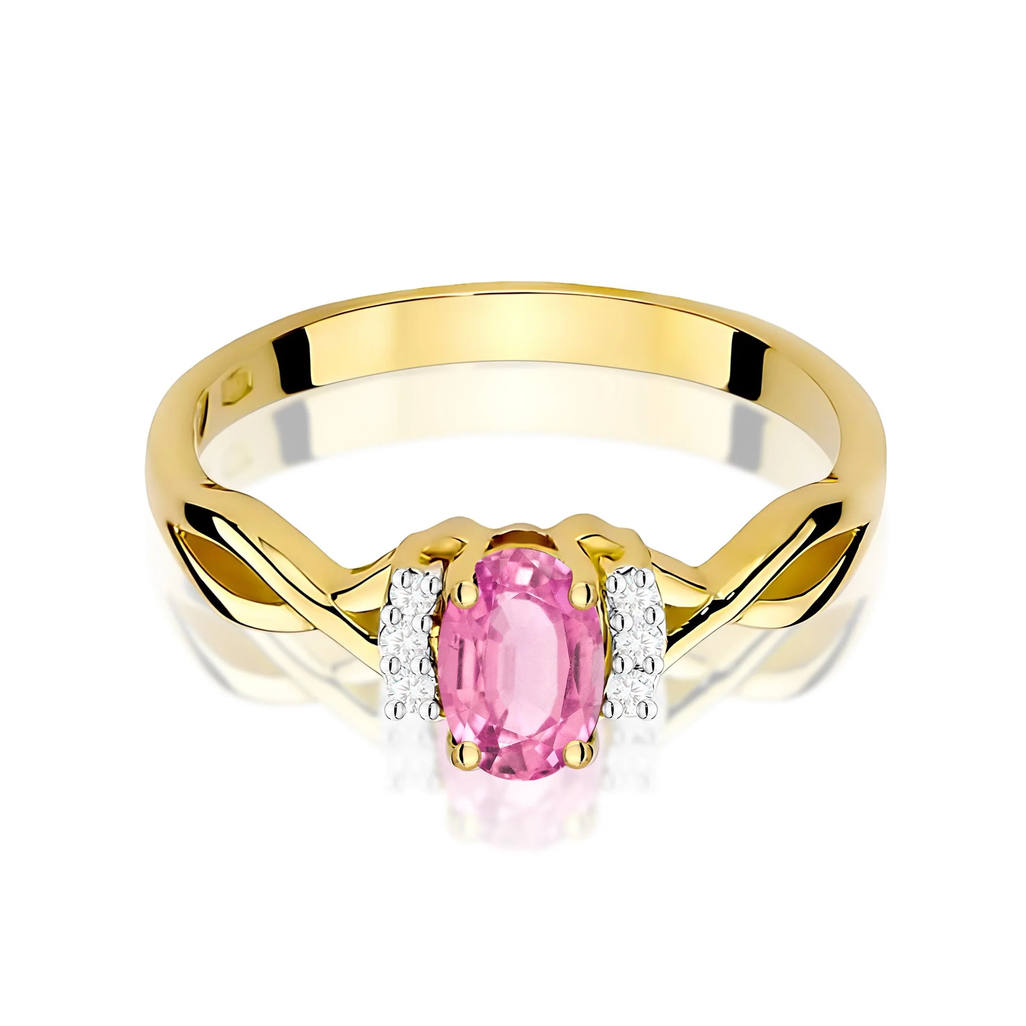 14k (585) Gold Ring | 0.50ct Pink Topaz and 0.052ct Diamonds | GREMARI Jewelry
