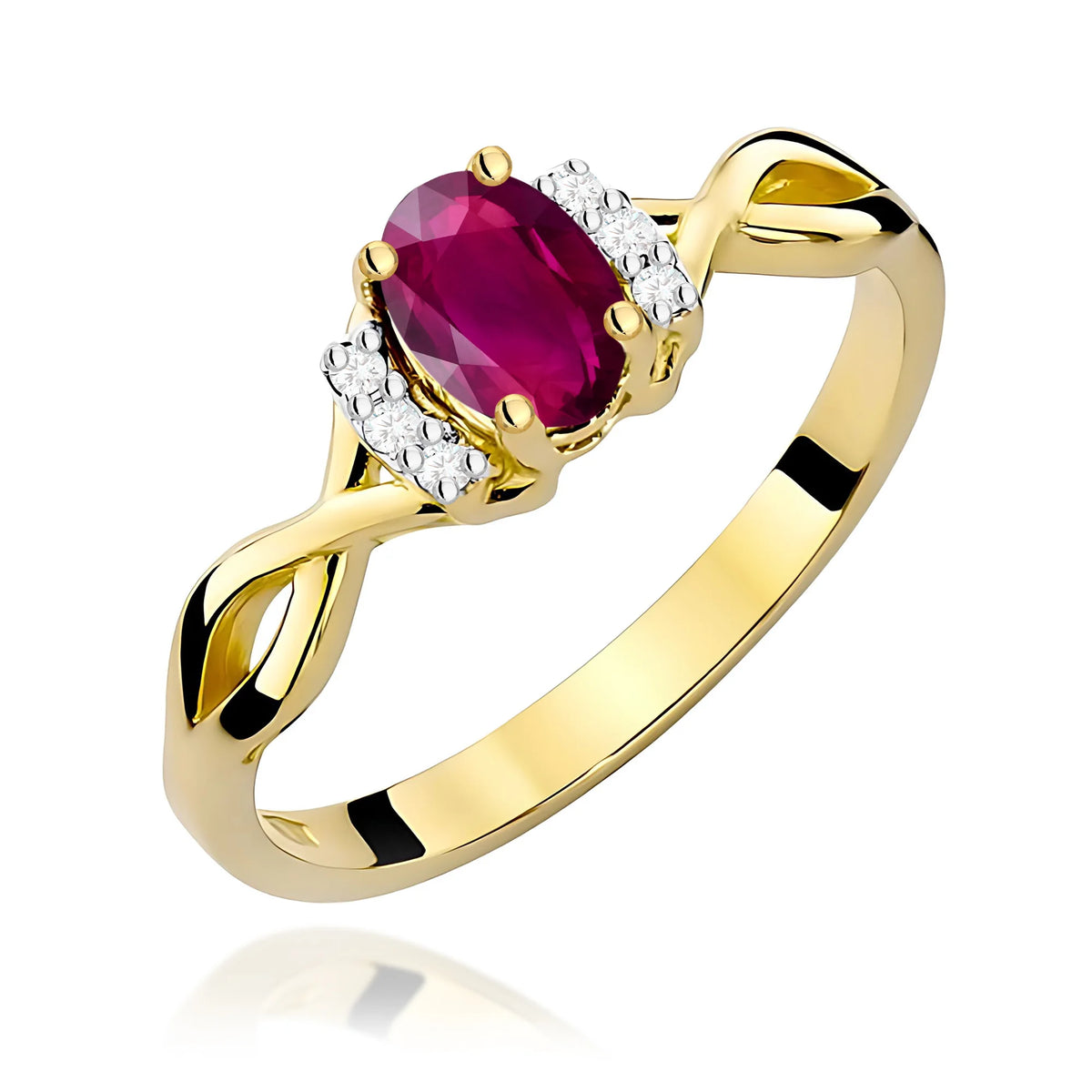 14k (585) Gold Ring | 0.50ct Rhodolite and 0.052ct Diamonds | GREMARI Jewelry
