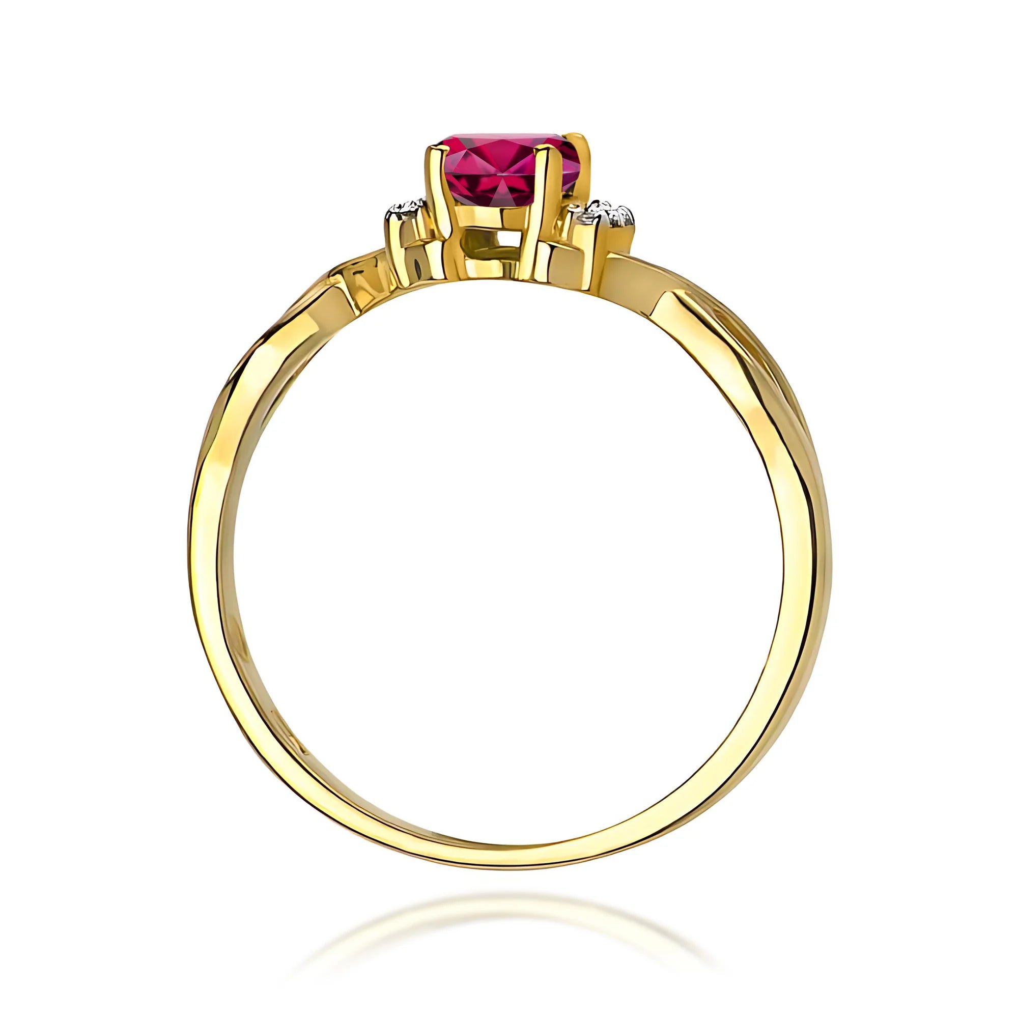 14k (585) Gold Ring | 0.50ct Rhodolite and 0.052ct Diamonds | GREMARI Jewelry
