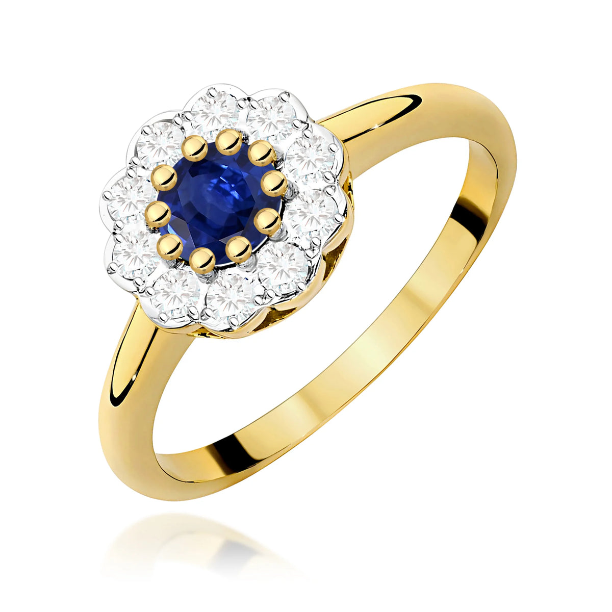 14k (585) Gold Ring | 0.50ct Sapphire and 0.30ct Diamonds | GREMARI Jewelry
