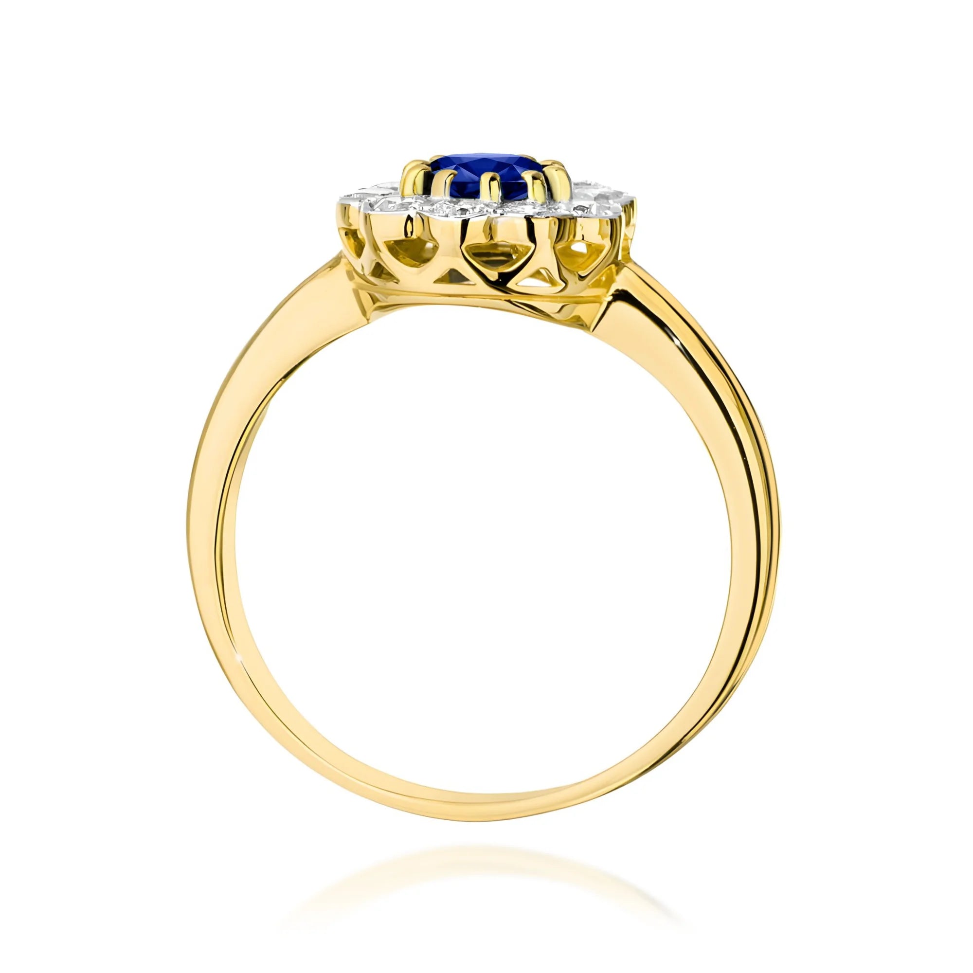 14k (585) Gold Ring | 0.50ct Sapphire and 0.30ct Diamonds | GREMARI Jewelry
