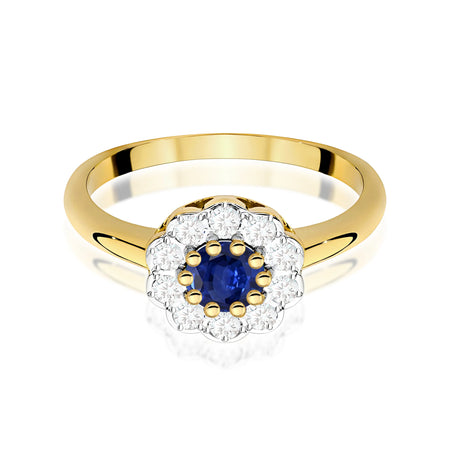 14k (585) Gold Ring | 0.50ct Sapphire and 0.30ct Diamonds | GREMARI Jewelry
