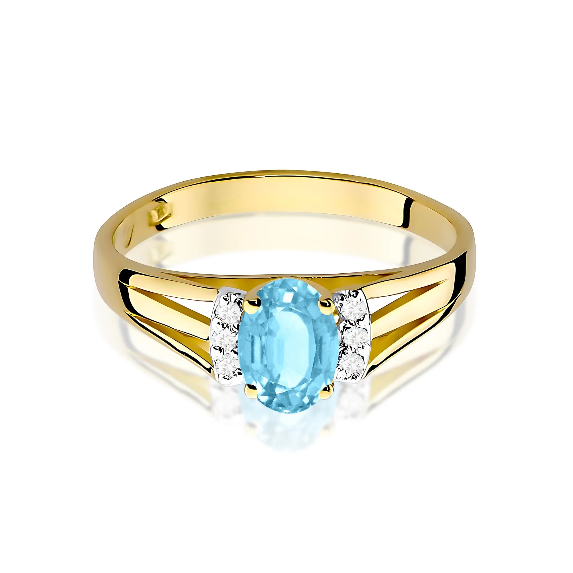 14k (585) Gold Ring | 0.50ct Topaz and 0.052ct Diamonds | GREMARI Jewelry
