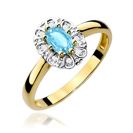 14k (585) Gold Ring | 0.50ct Topaz and 0.069ct Diamonds | GREMARI Jewelry
