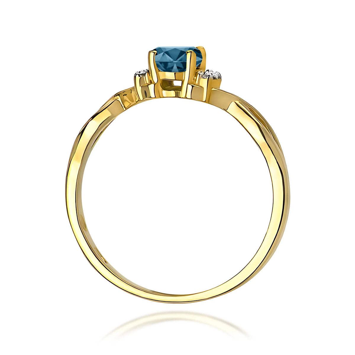14k (585) Gold Ring | 0.50ct Topaz London Blue and 0.052ct Diamonds | GREMARI Jewelry

