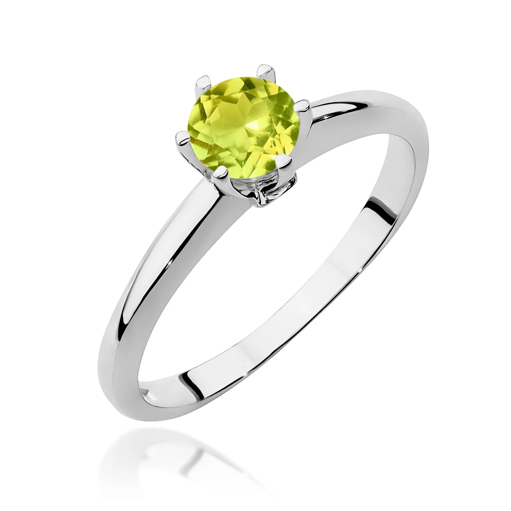 14k Gold (585) Ring | 0.60ct Olivine & 0.04ct Diamonds | GREMARI Jewelry