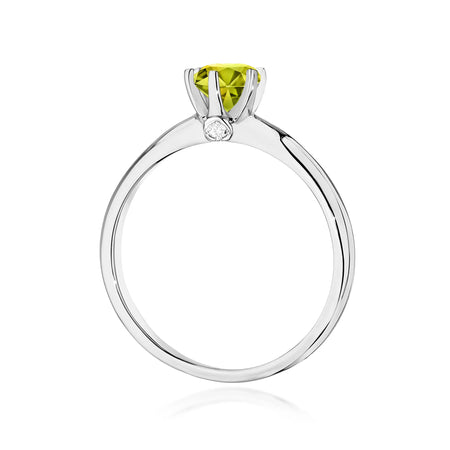 14k Gold (585) Ring | 0.60ct Olivine & 0.04ct Diamonds | GREMARI Jewelry