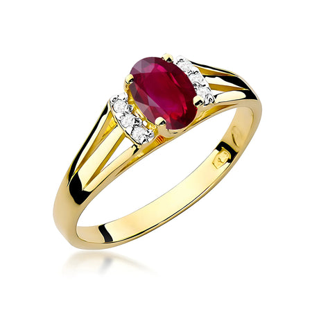 14k (585) Gold Ring | 0.60ct Ruby and 0.052ct Diamonds | GREMARI Jewelry
