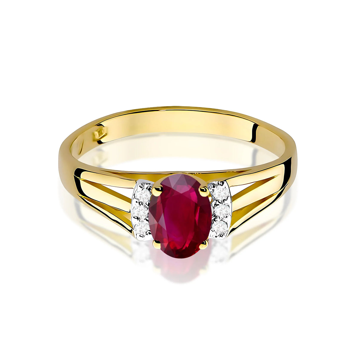14k (585) Gold Ring | 0.60ct Ruby and 0.052ct Diamonds | GREMARI Jewelry
