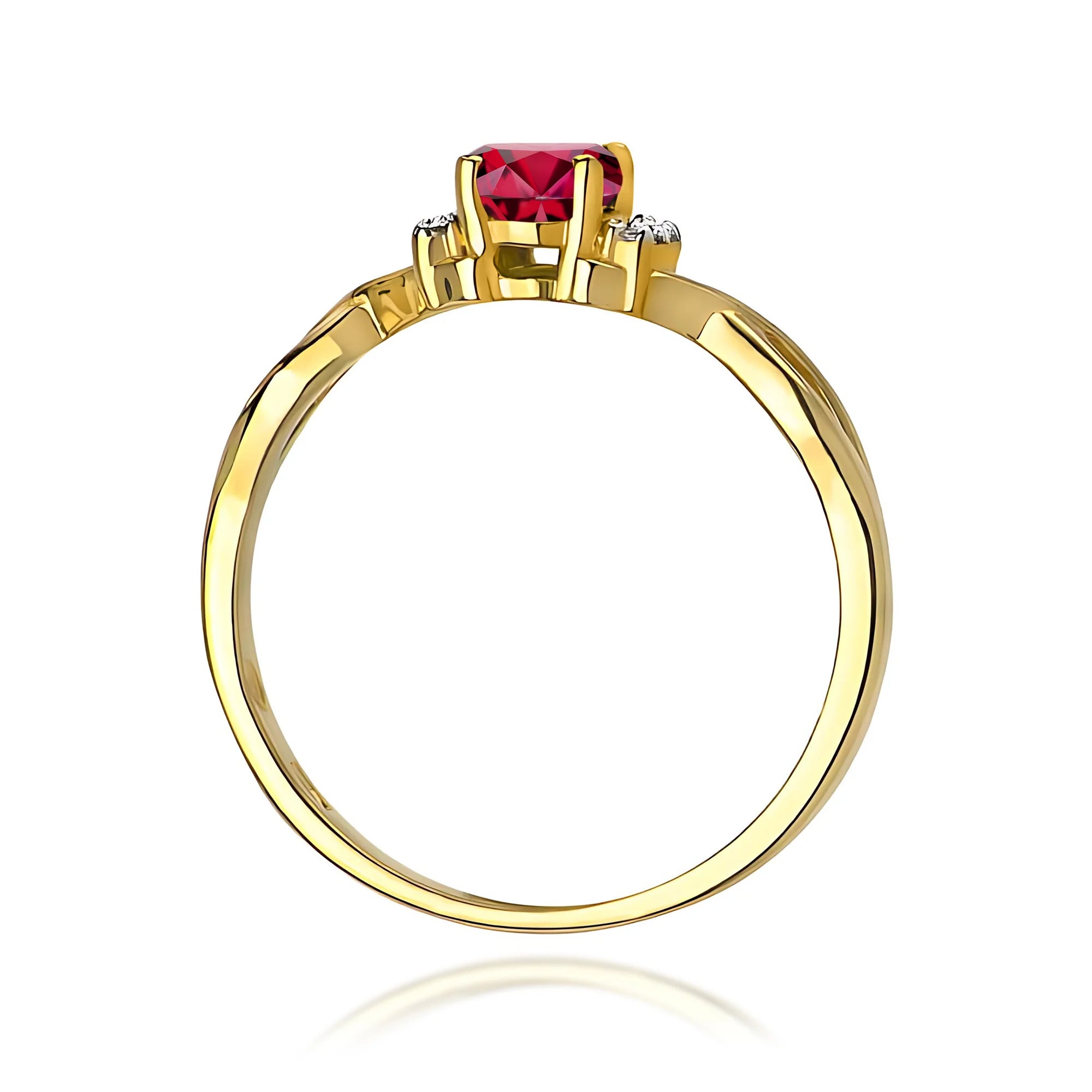 14k (585) Gold Ring | 0.60ct Ruby and 0.052ct Diamonds | GREMARI Jewelry
