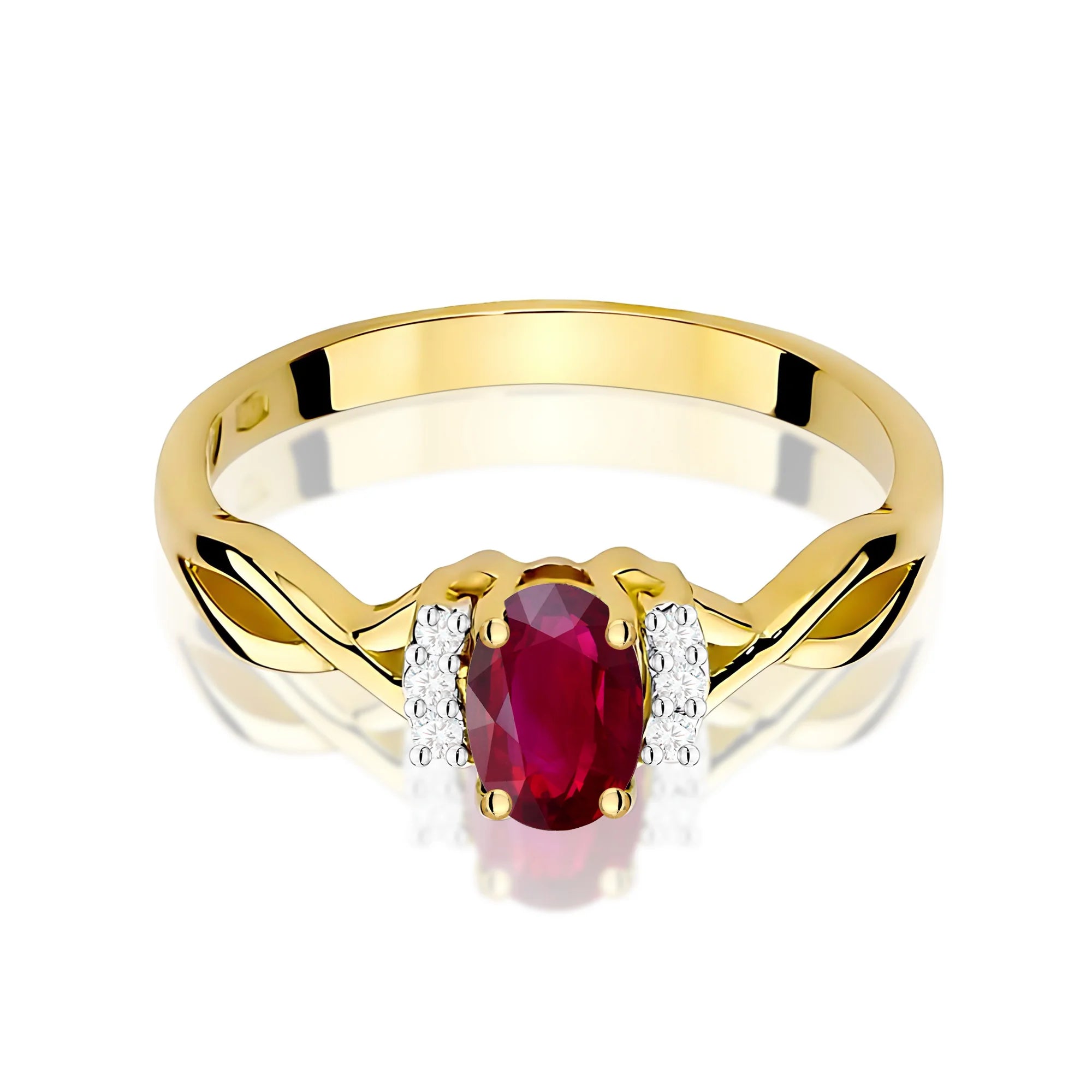 14k (585) Gold Ring | 0.60ct Ruby and 0.052ct Diamonds | GREMARI Jewelry

