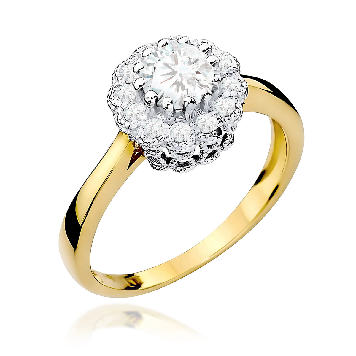 14k (585) Gold Ring | 0.60ct White sapphire and 0.174ct Diamonds | GREMARI Jewelry