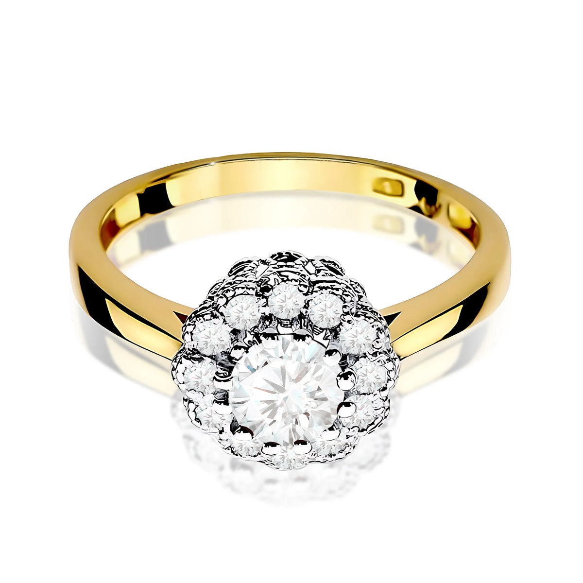 14k (585) Gold Ring | 0.60ct White sapphire and 0.174ct Diamonds | GREMARI Jewelry