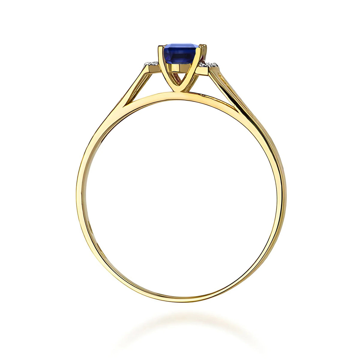 14k (585) Gold Ring | 0.70ct Sapphire and 0.052ct Diamonds | GREMARI Jewelry