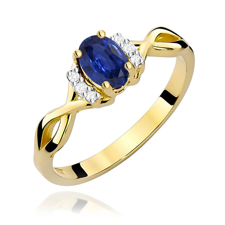 14k (585) Gold Ring | 0.70ct Sapphire and 0.052ct Diamonds | GREMARI Jewelry