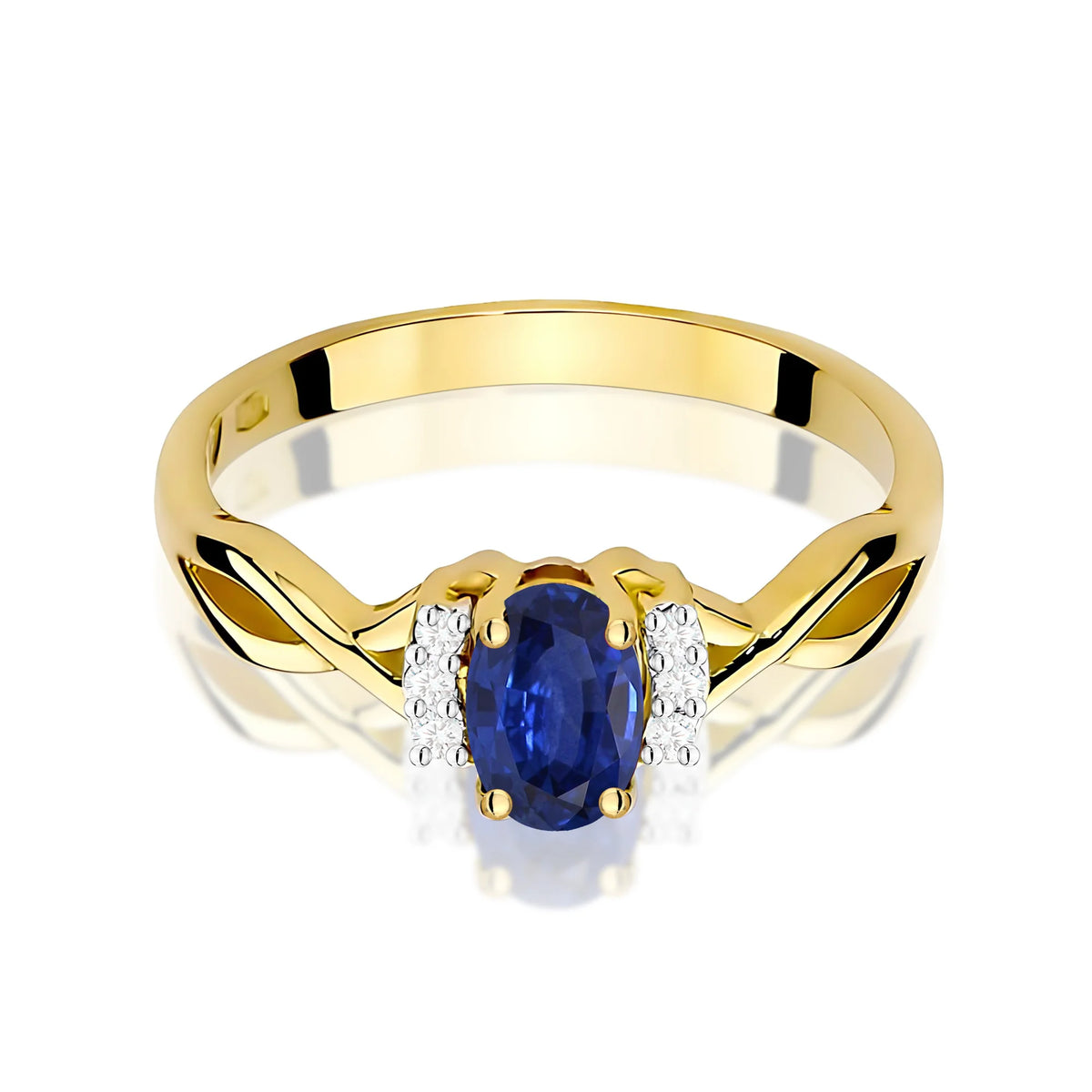 14k (585) Gold Ring | 0.70ct Sapphire and 0.052ct Diamonds | GREMARI Jewelry
