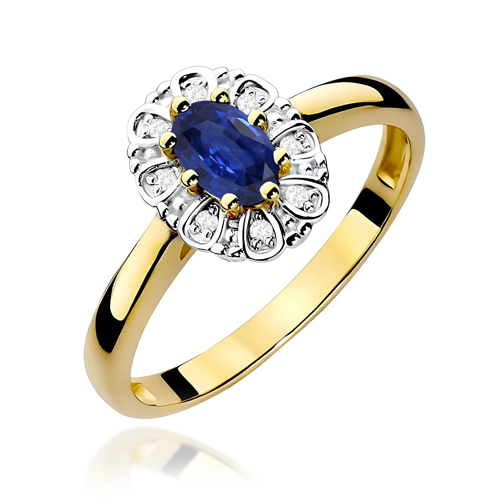 14k (585) Gold Ring | 0.70ct Sapphire and 0.069ct Diamonds | GREMARI Jewelry
