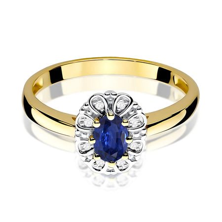 14k (585) Gold Ring | 0.70ct Sapphire and 0.069ct Diamonds | GREMARI Jewelry
