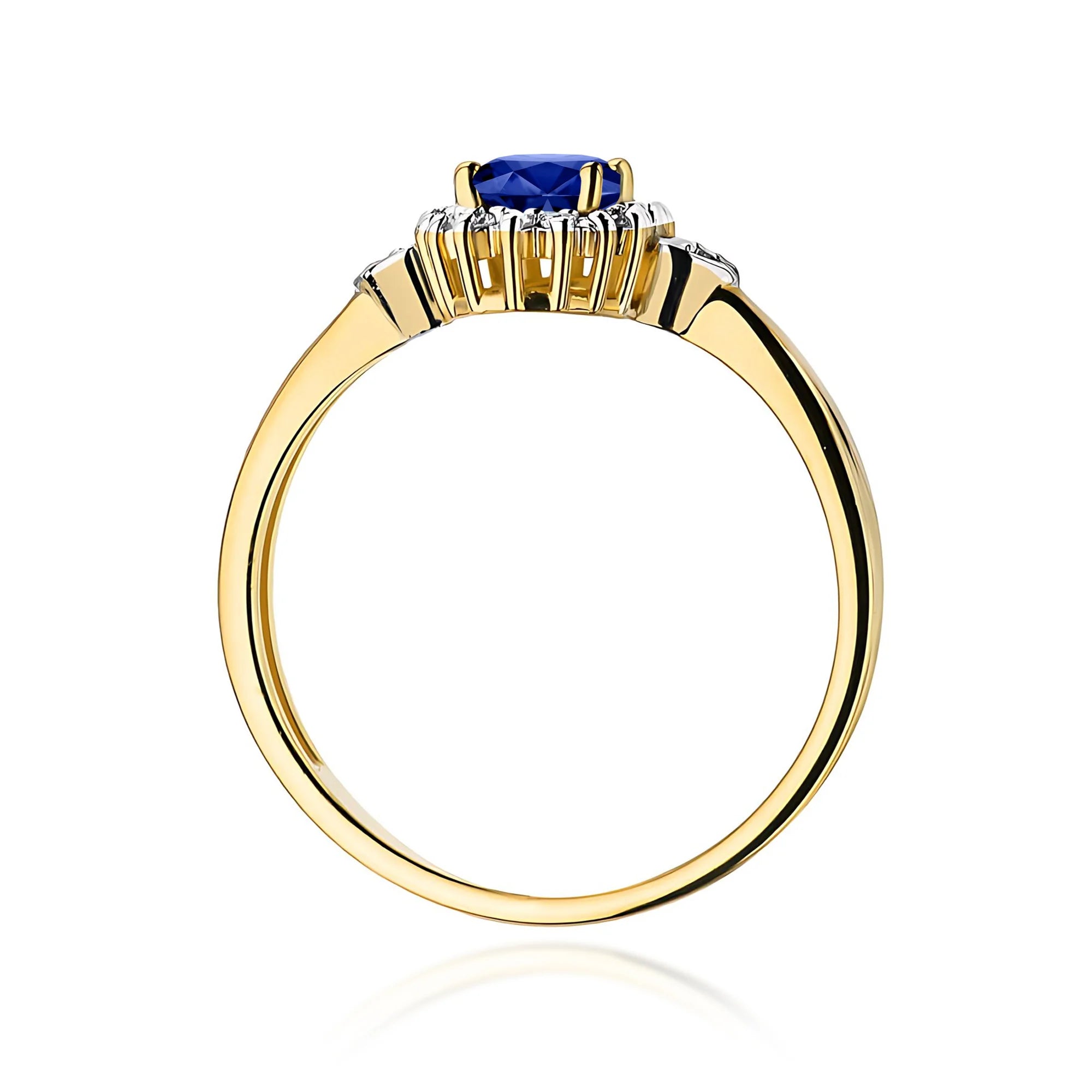 14K (585) Gold Ring | 0.70ct Sapphire and 0.10ct Diamonds| GREMARI Jewelry