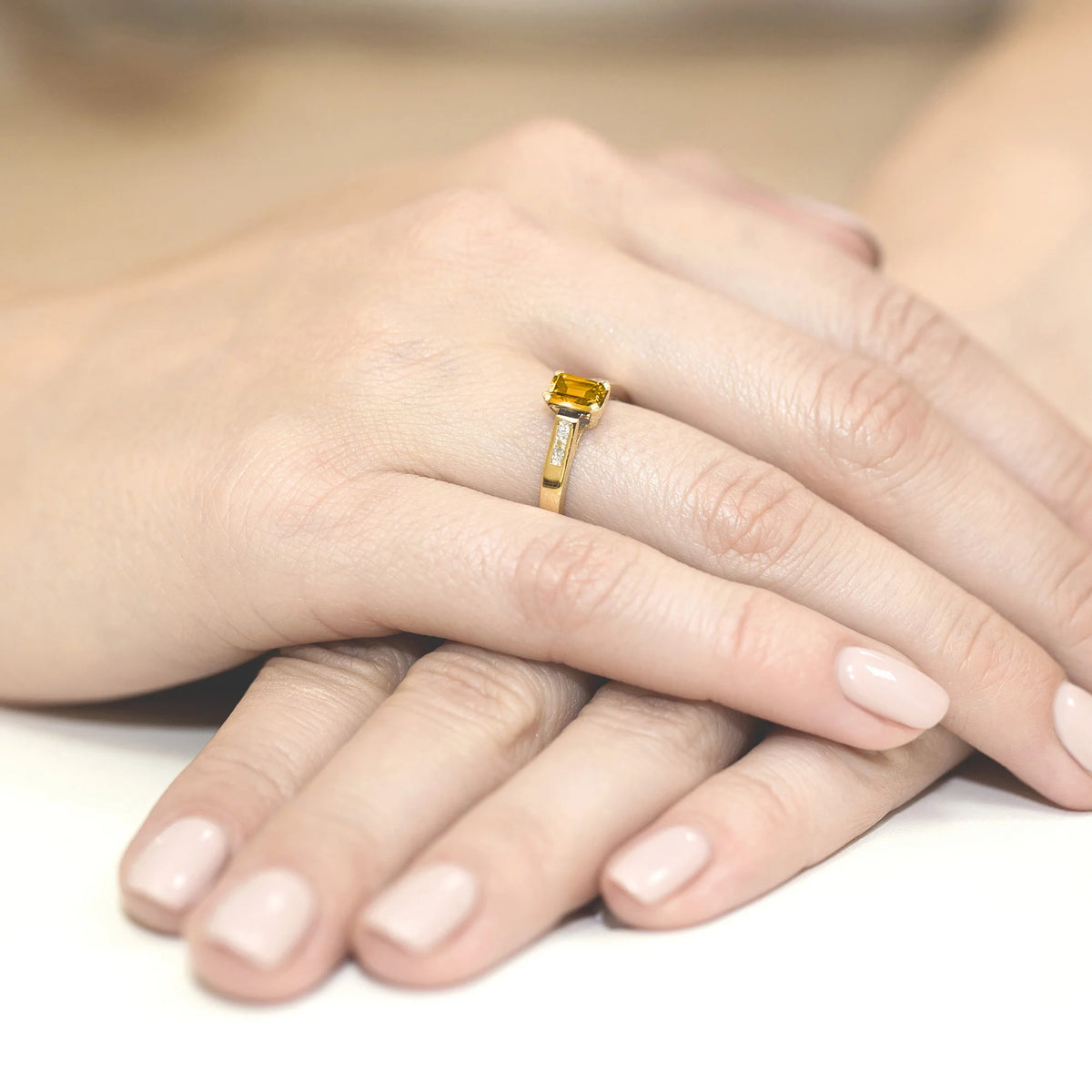 14k (585) Gold Rings | 0.80ct Citrin and 0.04ct Diamonds | GREMARI Jewelry