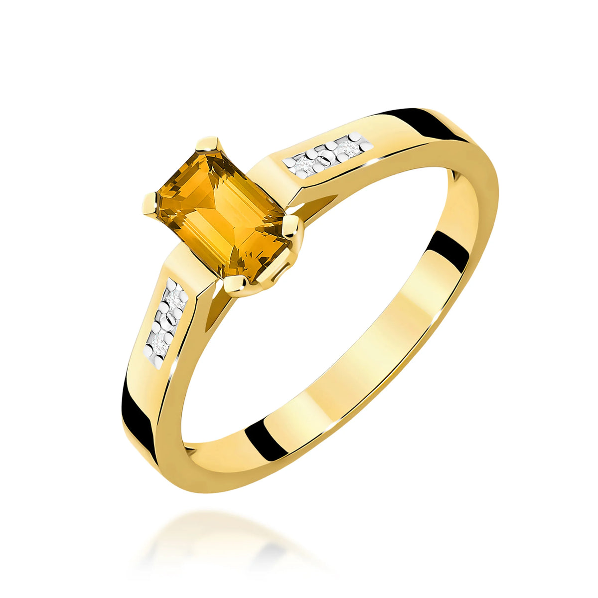 14k (585) Gold Rings | 0.80ct Citrin and 0.04ct Diamonds | GREMARI Jewelry
