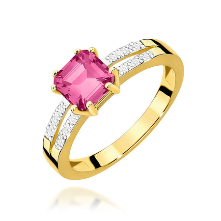 14k (585) Gold Rings | 1.10ct Pink topaz and 0.06ct Diamonds | GREMARI Jewelry