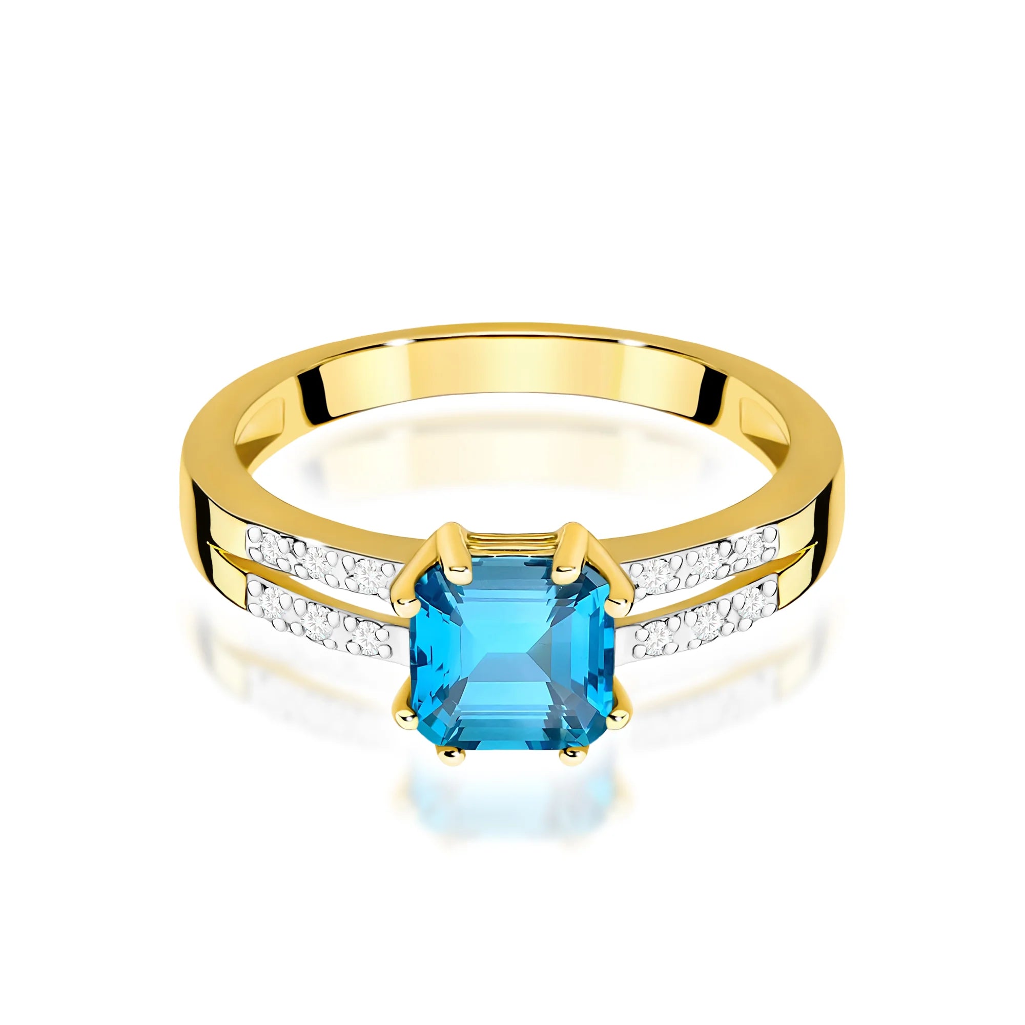 14k (585) Gold Rings | 1.10ct Topaz and 0.06ct Diamonds | GREMARI Jewelry
