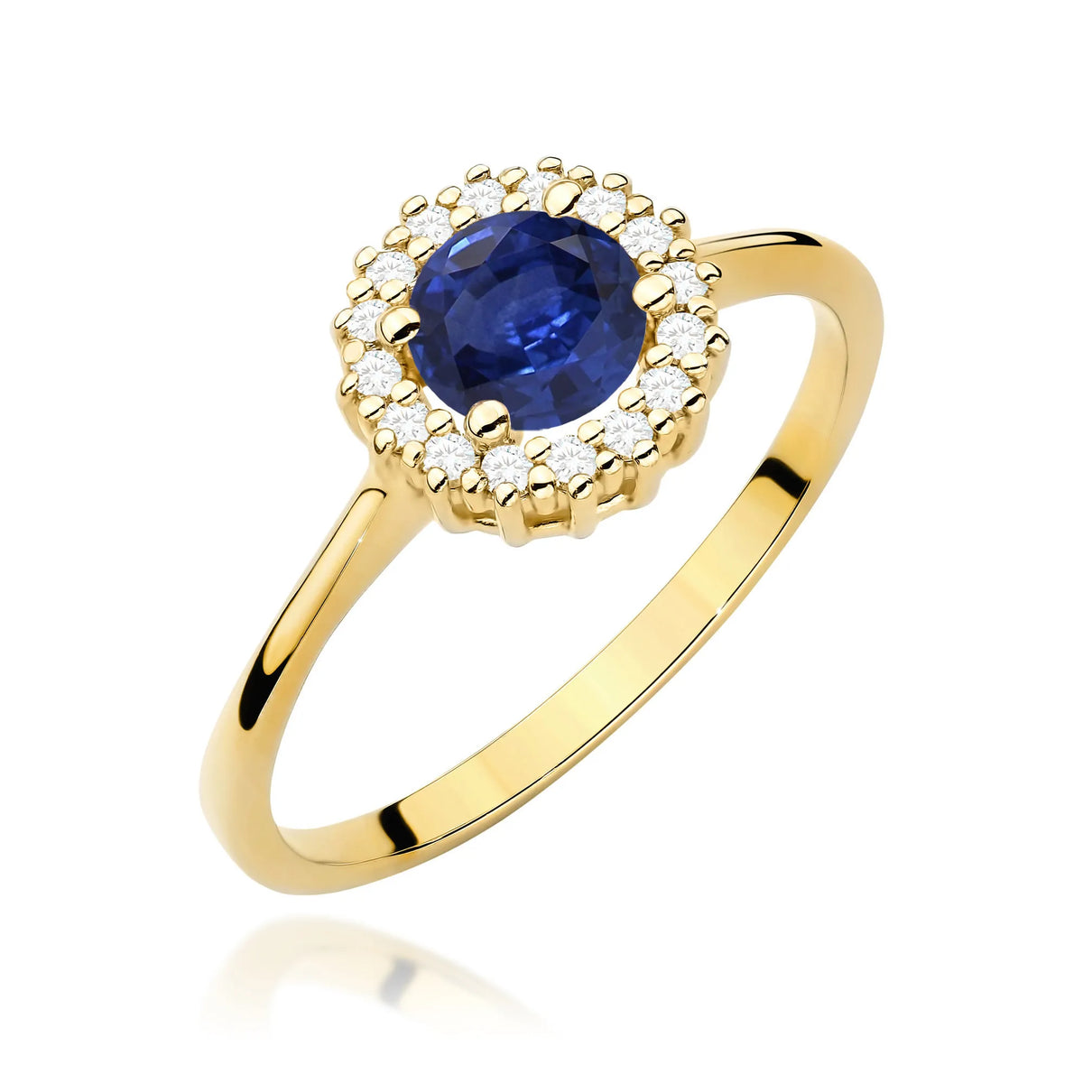 Gold 14k(585) ring with 0,50ct sapphire.  Is packaged in an elegant box, which is perfect for a gift.