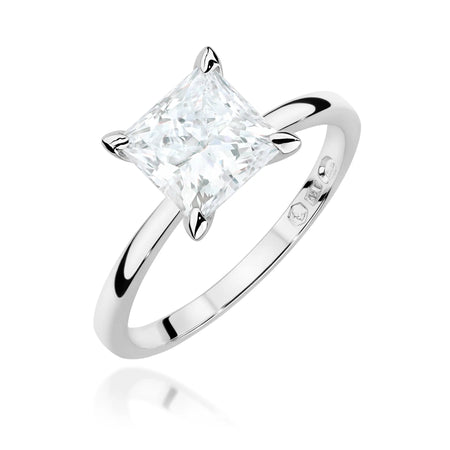 White Gold 14k(585) ring with 2ct lab diamond.  Is packaged in an elegant box, which is perfect for a gift. 