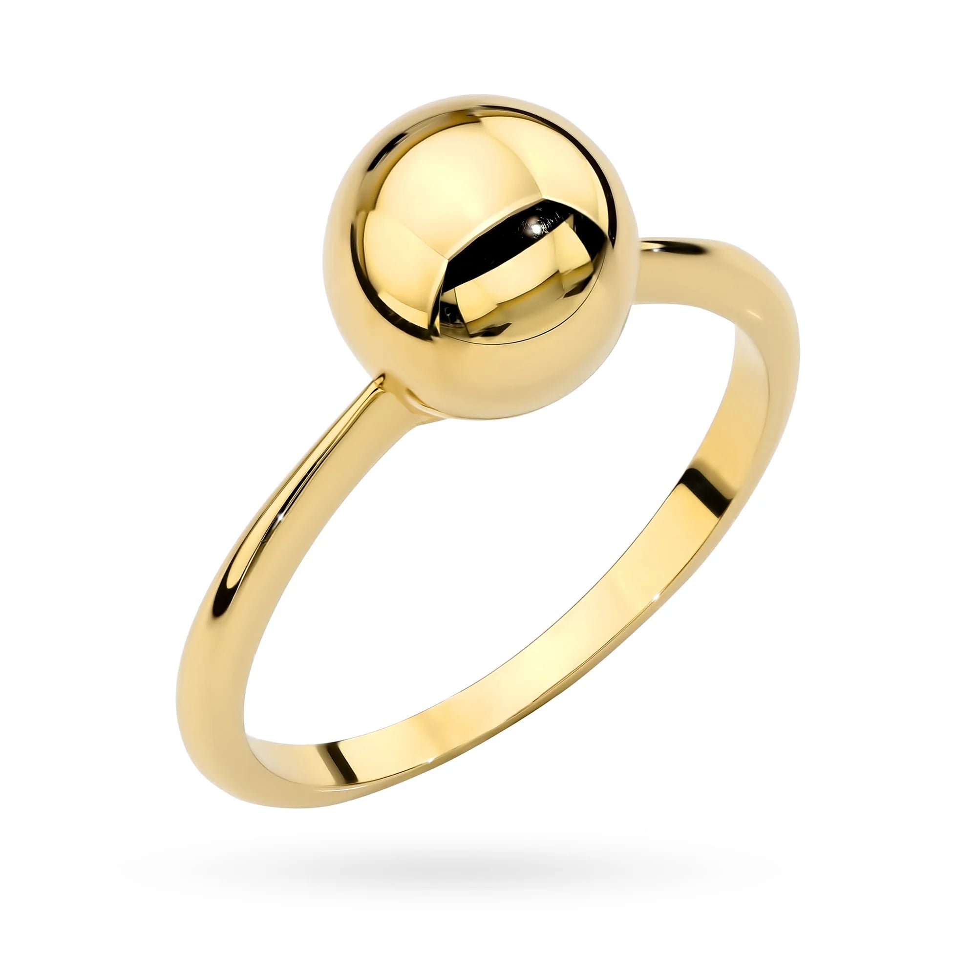 Gold ring 14k(585) with a spherical design. Is packaged in an elegant box, which is perfect for giving as a gift. 