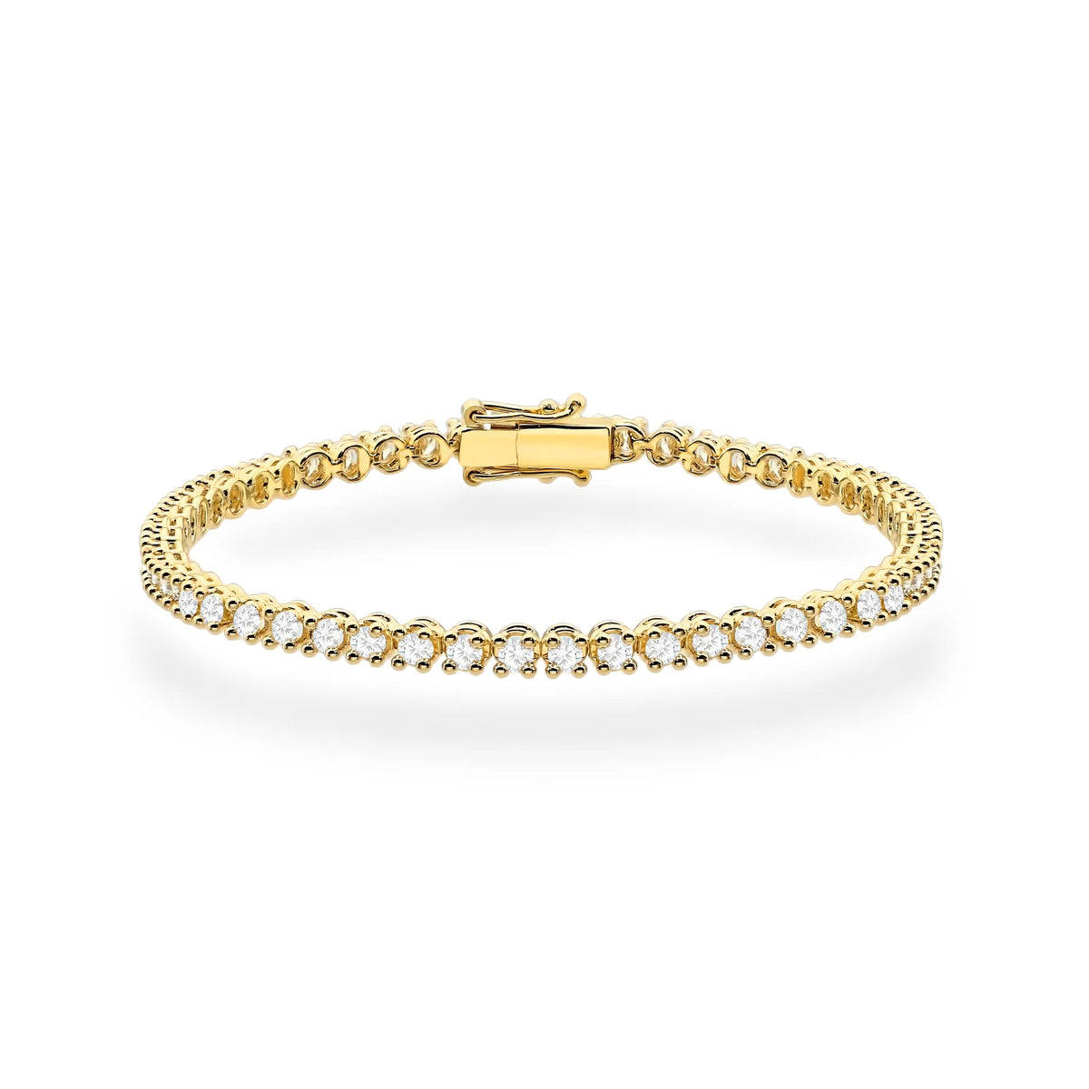 This 14k (585) gold tennis bracelet set with 54 lab-grown diamonds of total mass 2.16ct, embodies timeless beauty. Is the perfect choice for a meaningful gift.